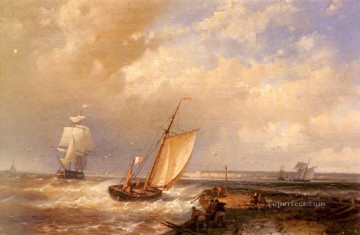アブラハム・ハルク・シニアのボートの海景を越えて船で海へ向かうオランダのピンク Oil Paintings